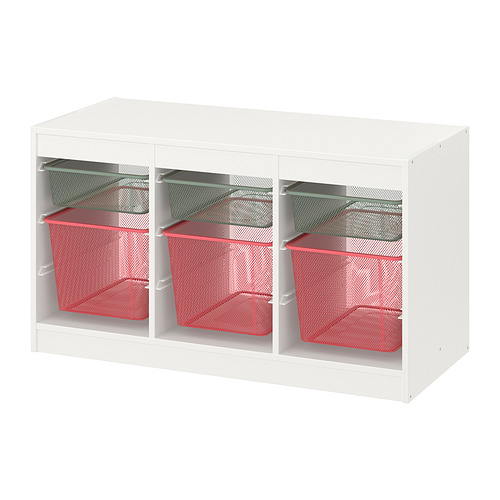 TROFAST - 收納組合附收納盒, 白色 淺綠色/灰色/淺紅色 | IKEA 線上購物 - PE860977_S4