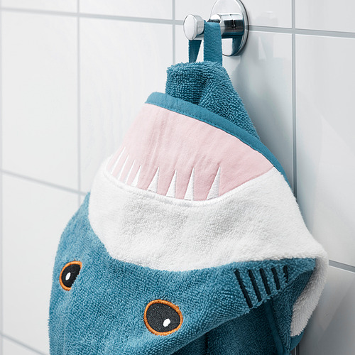 BLÅVINGAD towel with hood