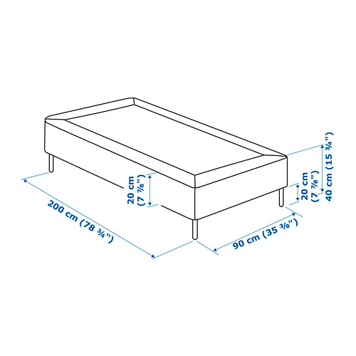 LYNGÖR slatted mattress base with legs