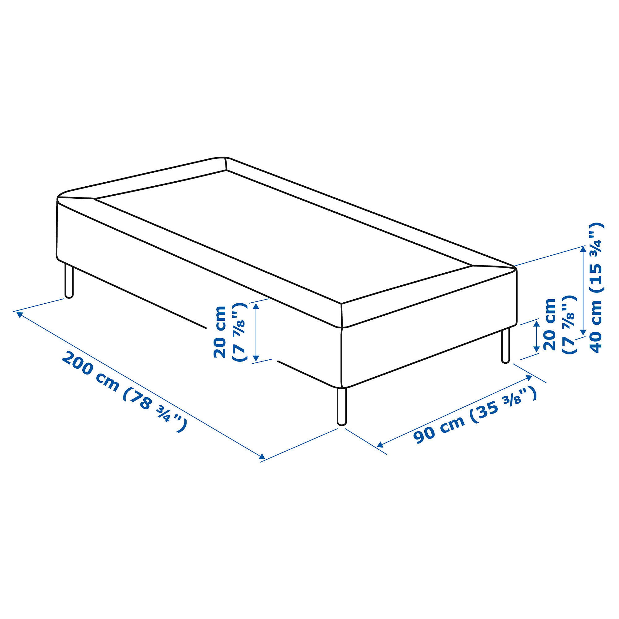 LYNGÖR slatted mattress base with legs