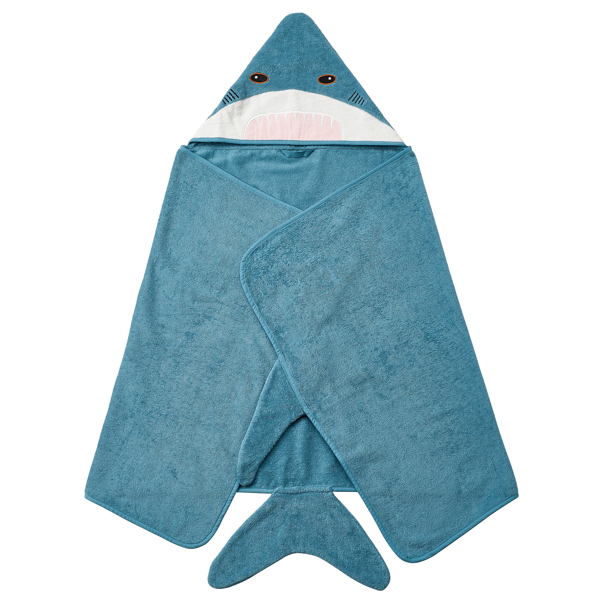 BLÅVINGAD towel with hood