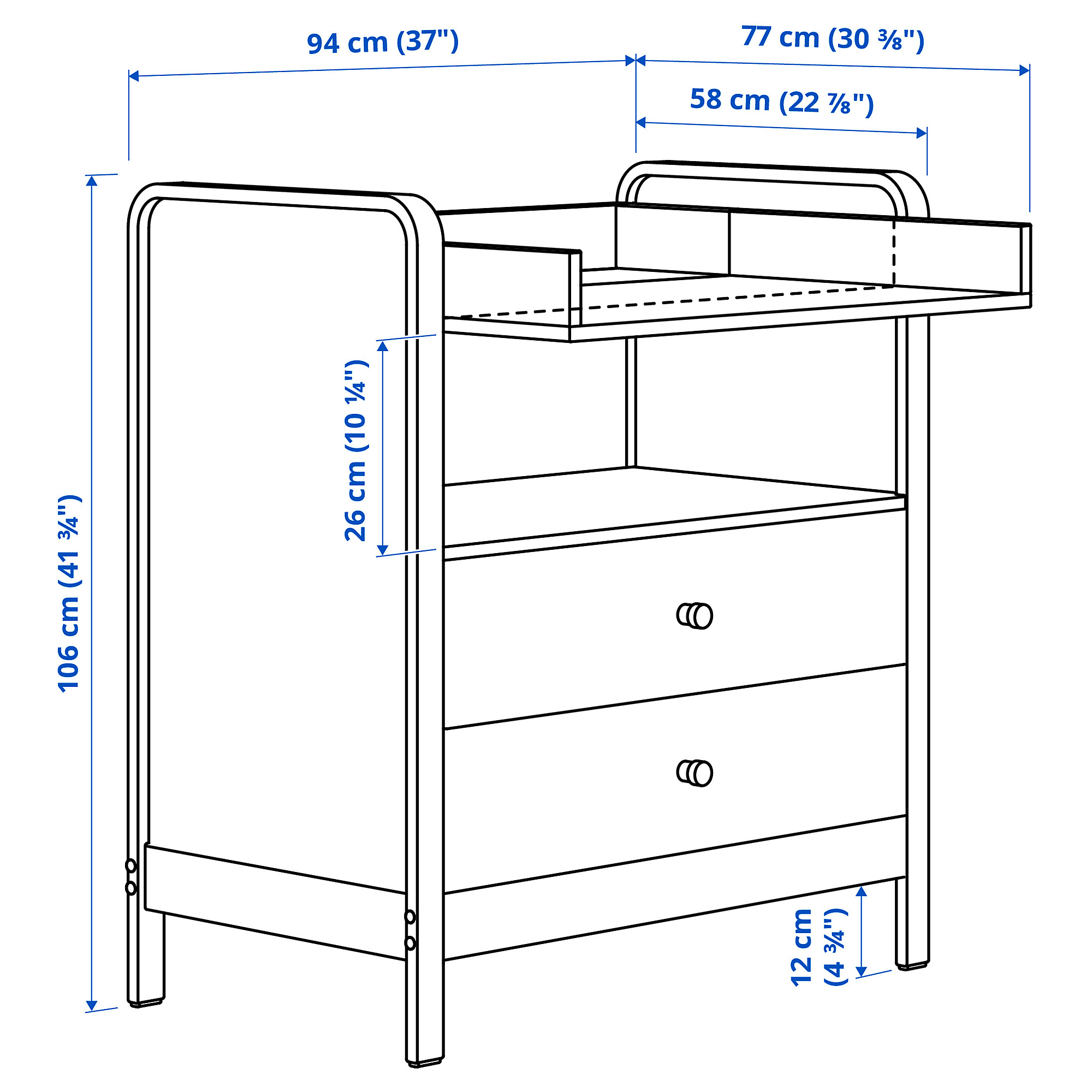 ÄLSKVÄRD changing table/chest of drawers