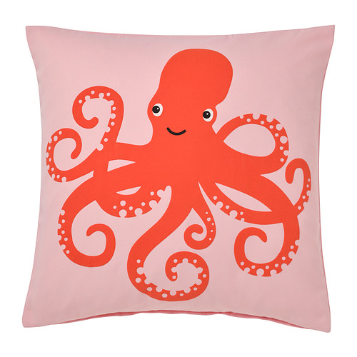 BLÅVINGAD - 靠枕套, 章魚圖案/粉紅色, 50x50 公分 | IKEA 線上購物 - PE861079_S4