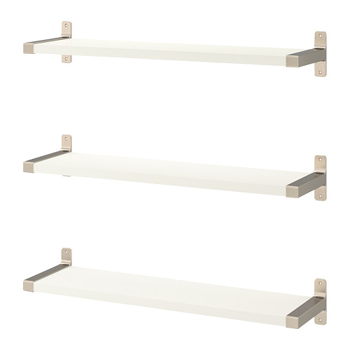 BERGSHULT/GRANHULT - wall shelf combination, white/nickel-plated, 80x20 cm | IKEA Taiwan Online - PE722427_S4