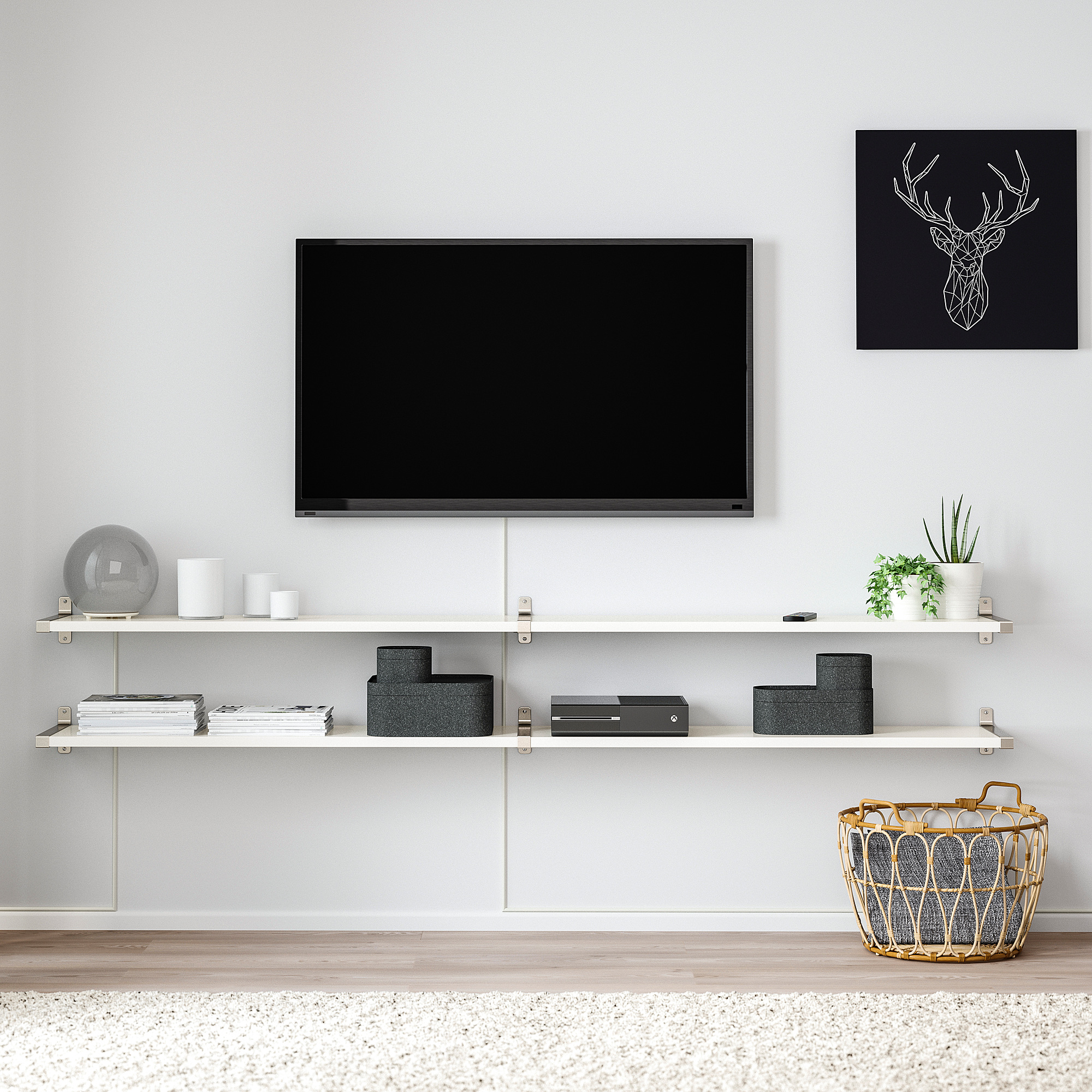 GRANHULT/BERGSHULT 上牆式層架組, 白色/鍍鎳 IKEA 台灣