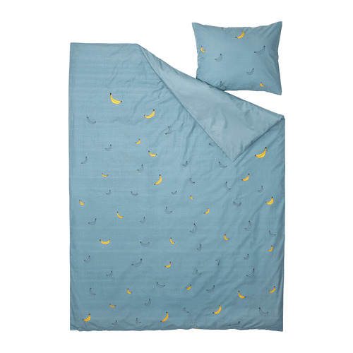 VÄNKRETS - quilt cover and pillowcase, banana pattern blue | IKEA Taiwan Online - PE818123_S4