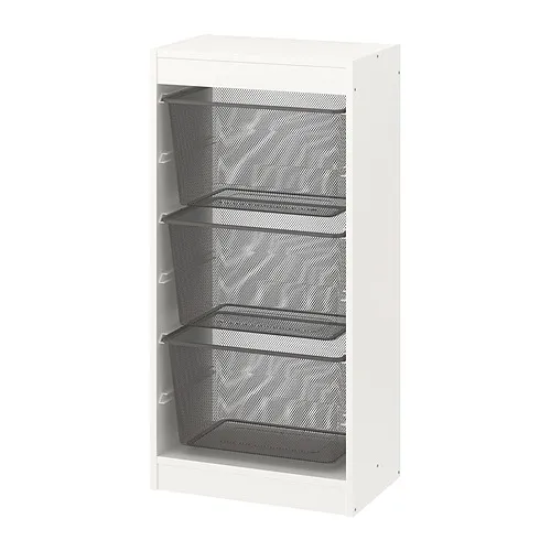 TROFAST - storage combination with boxes, white/dark grey, 46x30x95 cm | IKEA Taiwan Online - PE861149_S4