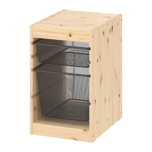 TROFAST - storage combination with boxes, light white stained pine/dark grey, 32x44x53 cm | IKEA Taiwan Online - PE861185_S4