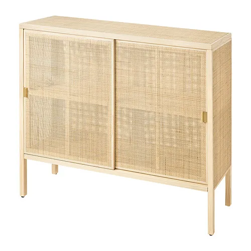 STOCKHOLM 2025 - 滑門收納櫃, 籐製/松木, 125x47x110 公分 | IKEA 線上購物 - PE964804_S4