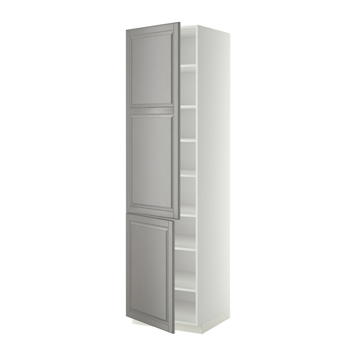 METOD - high cabinet with shelves/2 doors, white/Bodbyn grey | IKEA Taiwan Online - PE340317_S4