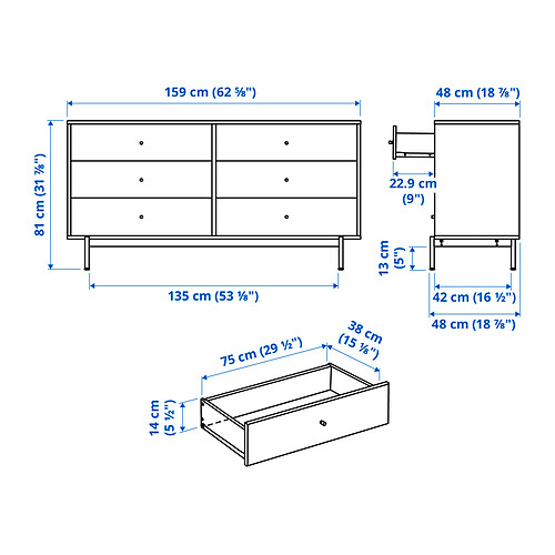 RÅDMANSÖ chest of 6 drawers