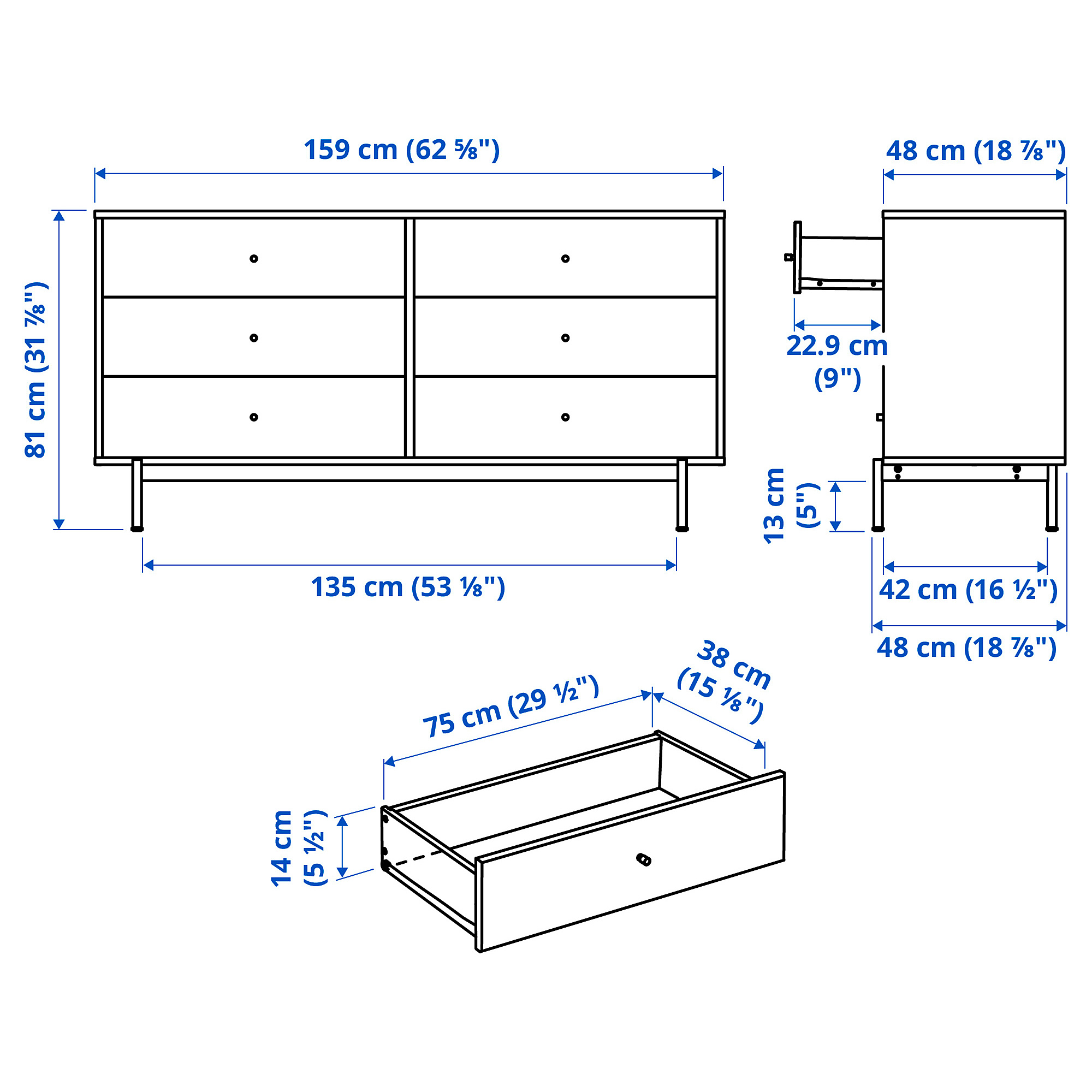 RÅDMANSÖ chest of 6 drawers