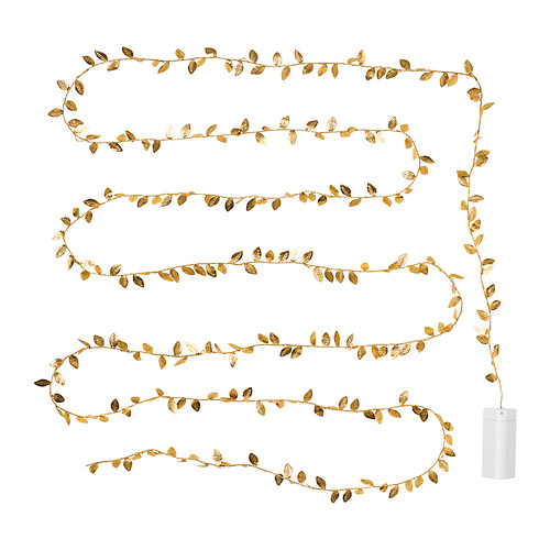 STRÅLA - LED lighting chain with 40 lights, battery-operated leaf/gold-colour | IKEA Taiwan Online - PE861256_S4