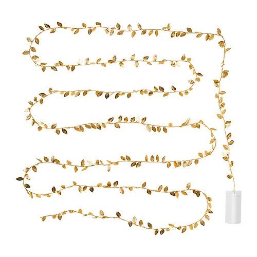 STRÅLA - LED lighting chain with 40 lights, battery-operated leaf/gold-colour | IKEA Taiwan Online - PE861256_S4