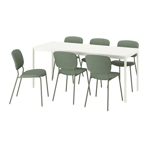 VIHALS/VIHALS - 餐桌附6張餐椅, 白色/綠色 Tibbleby灰綠色, 120/180x74 公分 | IKEA 線上購物 - PE964946_S4