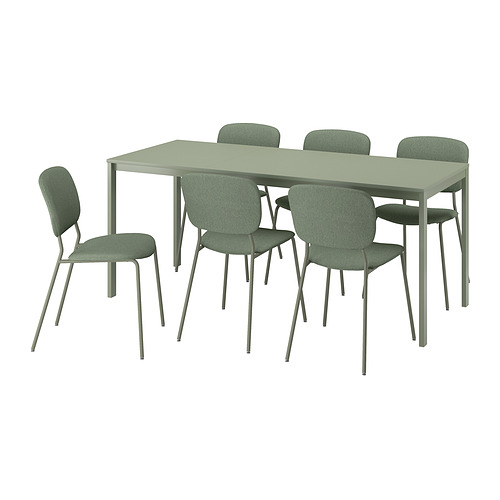 VIHALS/VIHALS - 餐桌附6張餐椅, 綠色/綠色 Tibbleby灰綠色, 120/180x74 公分 | IKEA 線上購物 - PE964973_S4