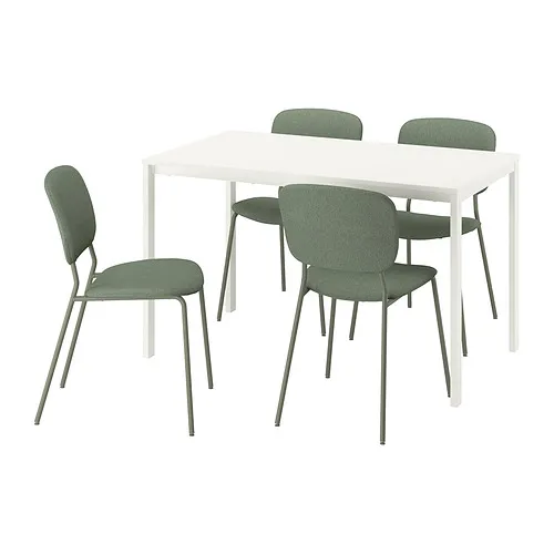 VIHALS/VIHALS - 餐桌附4張餐椅, 白色 白色/綠色 Tibbleby灰綠色, 125x74 公分 | IKEA 線上購物 - PE964942_S4