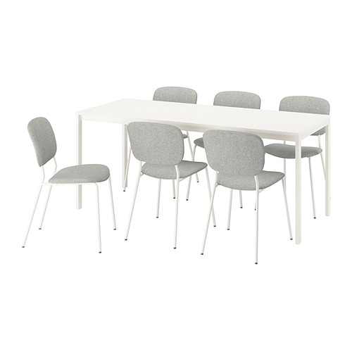 VIHALS/VIHALS - 餐桌附6張餐椅, 白色/白色 Tibbleby米灰色, 120/180x74 公分 | IKEA 線上購物 - PE964951_S4
