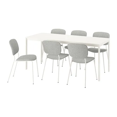 VIHALS/VIHALS - 餐桌附6張餐椅, 白色/白色 Tibbleby米灰色, 120/180x74 公分 | IKEA 線上購物 - PE964951_S4