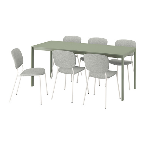VIHALS/VIHALS - 餐桌附6張餐椅, 綠色/白色 Tibbleby米灰色, 120/180x74 公分 | IKEA 線上購物 - PE964954_S4