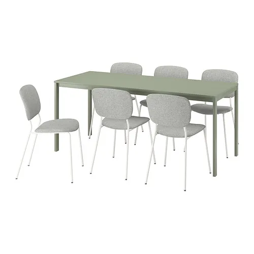 VIHALS/VIHALS - 餐桌附6張餐椅, 綠色/白色 Tibbleby米灰色, 120/180x74 公分 | IKEA 線上購物 - PE964954_S4