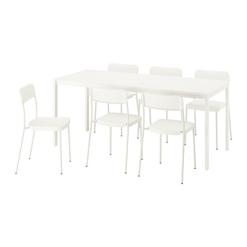 VIHALS/VIHALS - 餐桌附6張餐椅, 白色/白色, 120/180x74 公分 | IKEA 線上購物 - PE964958_S4