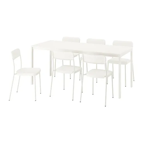 VIHALS/VIHALS - 餐桌附6張餐椅, 白色/白色, 120/180x74 公分 | IKEA 線上購物 - PE964958_S4