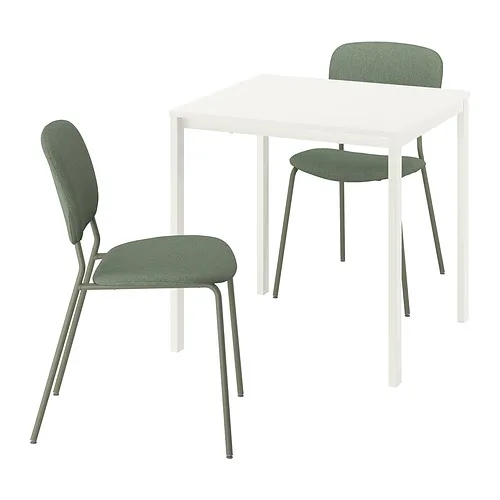 VIHALS/VIHALS - 一桌二椅, 白色 白色/綠色 Tibbleby灰綠色, 74x74 公分 | IKEA 線上購物 - PE964960_S4