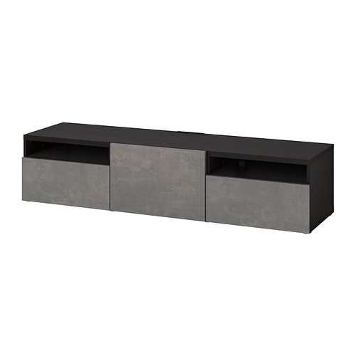 BESTÅ - TV bench with drawers and door, black-brown/Kallviken dark grey | IKEA Taiwan Online - PE818245_S4