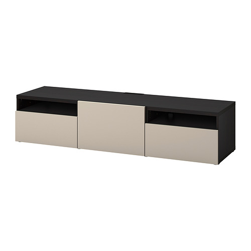 BESTÅ - TV bench with drawers and door, black-brown/Lappviken light grey/beige | IKEA Taiwan Online - PE818230_S4