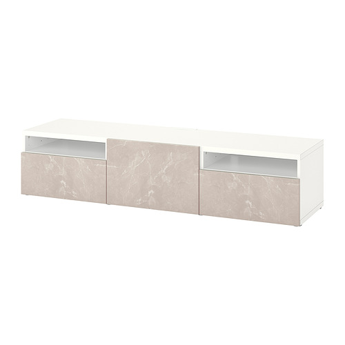 BESTÅ - TV bench with drawers and door, white/Bergsviken beige | IKEA Taiwan Online - PE818231_S4