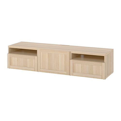 BESTÅ - TV bench with drawers and door, white stained oak effect/Hanviken white stained oak effect | IKEA Taiwan Online - PE818234_S4