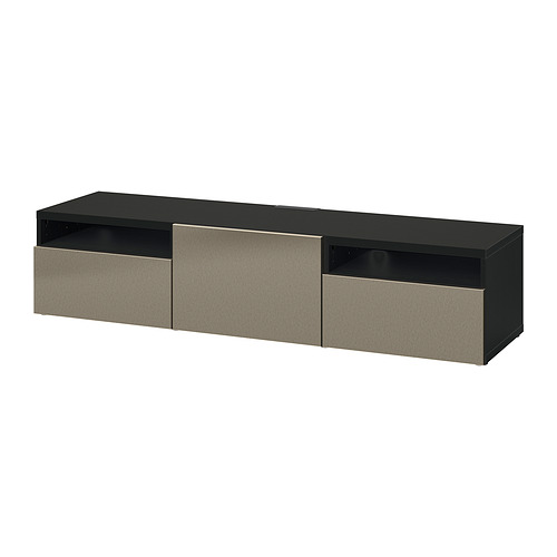 BESTÅ - TV bench with drawers and door, black-brown/Riksviken light bronze effect | IKEA Taiwan Online - PE818237_S4