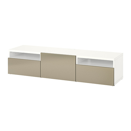 BESTÅ - TV bench with drawers and door, white/Riksviken light bronze effect | IKEA Taiwan Online - PE818241_S4