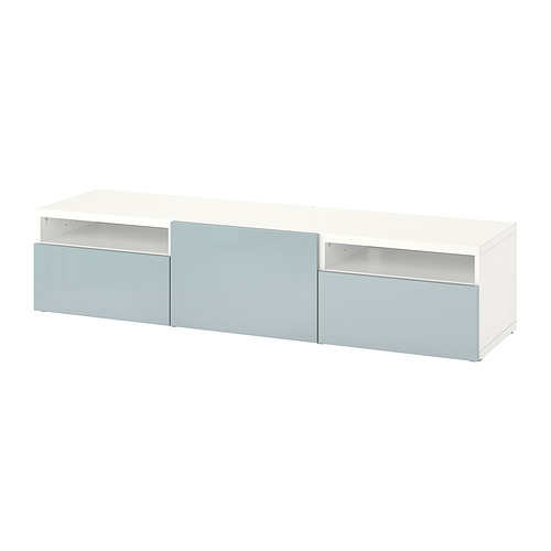 BESTÅ - TV bench with drawers and door, white/Selsviken light grey-blue | IKEA Taiwan Online - PE818242_S4