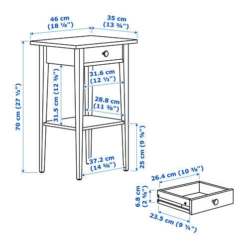 HEMNES - 床邊桌, 染白色 | IKEA 線上購物 - PE763958_S4