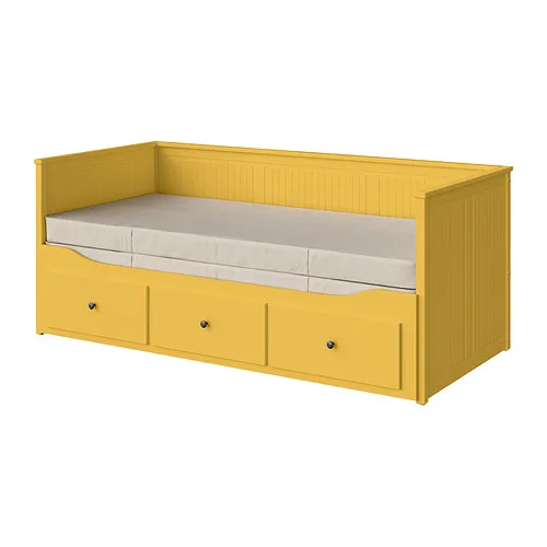 HEMNES - 坐臥兩用床/3床底收納盒/2床墊, 黃色/Vannareid 高硬, 80x200 公分 | IKEA 線上購物 - PE965185_S4