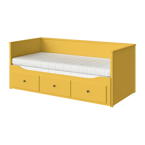 HEMNES - day-bed w 3 drawers/2 mattresses, yellow/Åfjäll firm, 80x200 cm | IKEA Taiwan Online - PE965187_S4
