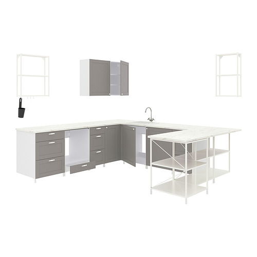 ENHET - corner kitchen, white/grey frame | IKEA Taiwan Online - PE818492_S4