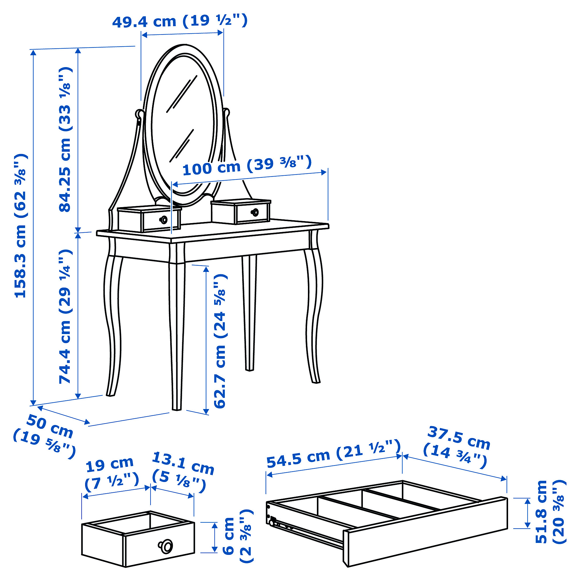 HEMNES 附鏡化妝台