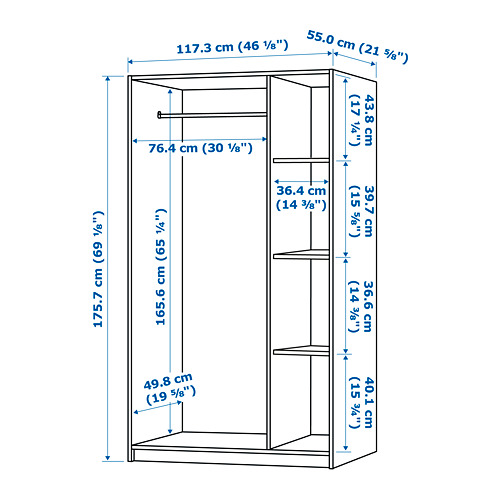 KLEPPSTAD wardrobe with 3 doors