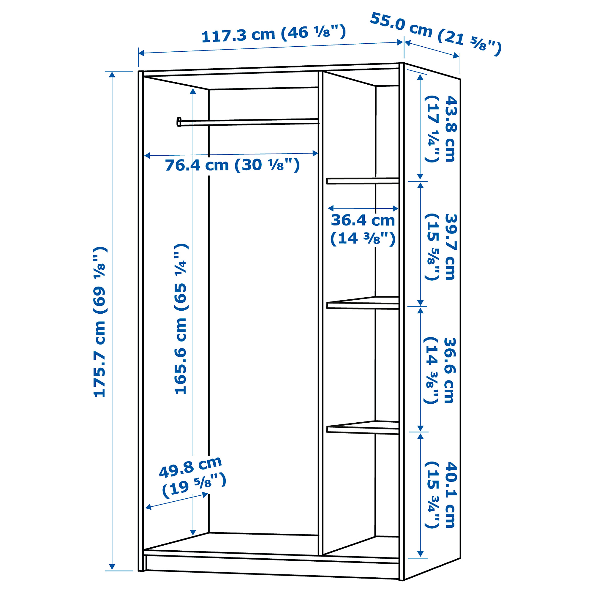 RAKKESTAD wardrobe with 3 doors