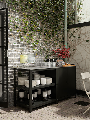 GRILLSKÄR - 廚房中島層架組, 黑色/不鏽鋼 戶外用 | IKEA 線上購物 - PH176166_S4