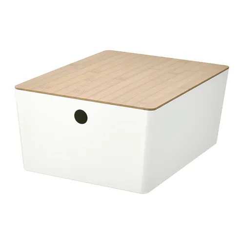 KUGGIS - box with lid, white/bamboo, 26x35x15 cm | IKEA Taiwan Online - PE934416_S4