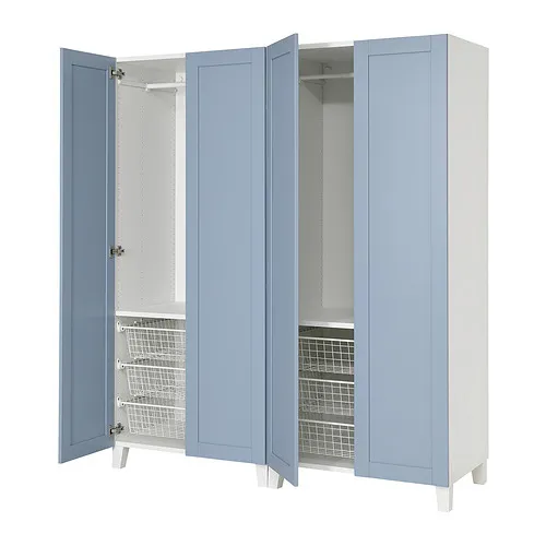 PLATSA - 四門衣櫃/衣櫥, 白色/Sannidal 藍色, 160x57x191 公分 | IKEA 線上購物 - PE965281_S4