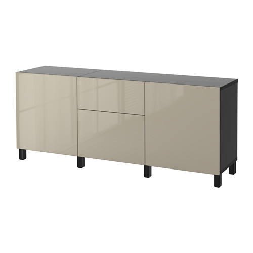 BESTÅ - storage combination with drawers, black-brown/Selsviken/Stubbarp high-gloss/beige | IKEA Taiwan Online - PE559574_S4