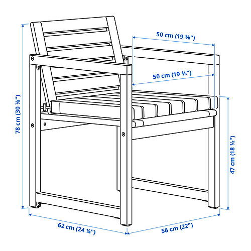 NÄMMARÖ table+6 chairs w armrests, outdoor