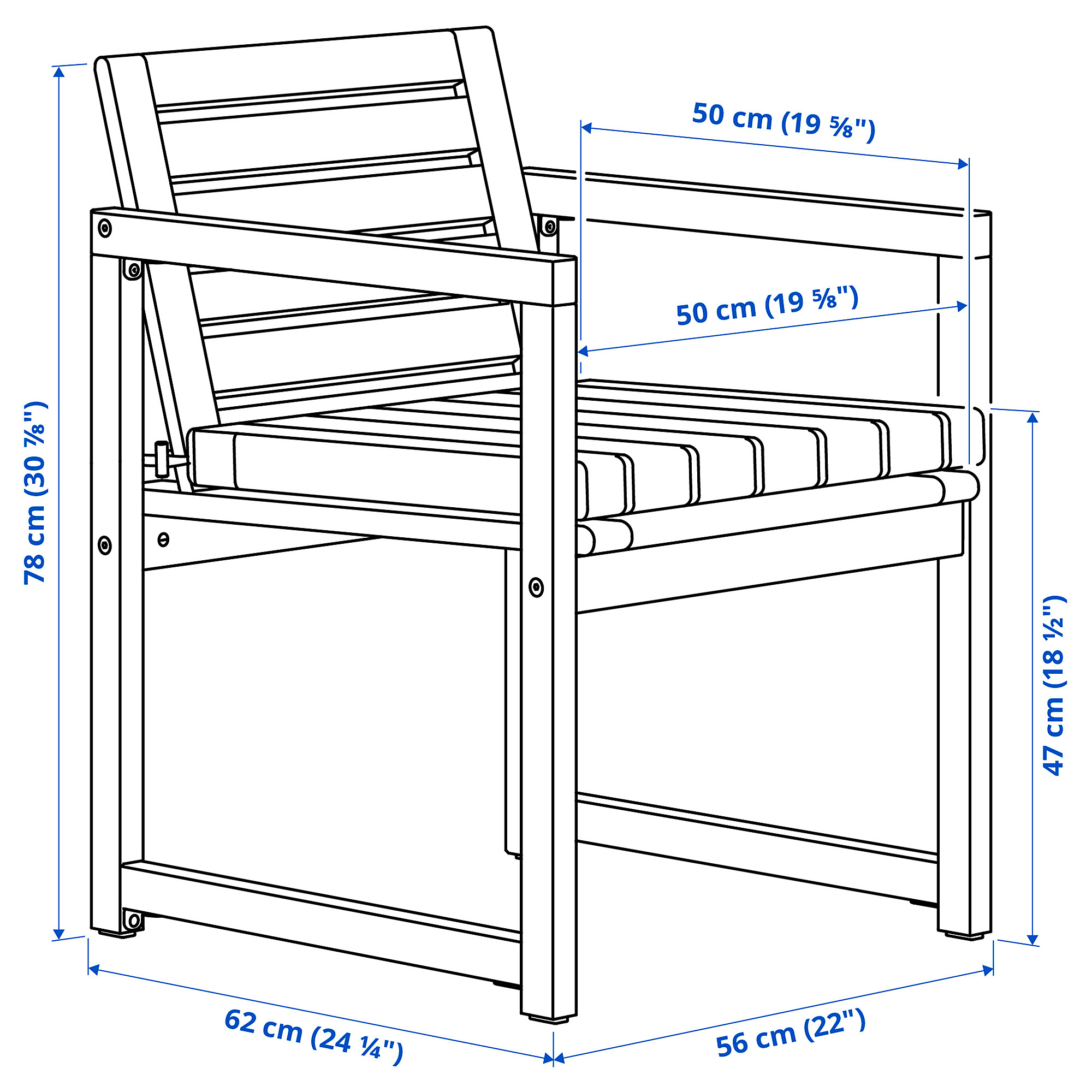 NÄMMARÖ table+6 chairs w armrests, outdoor