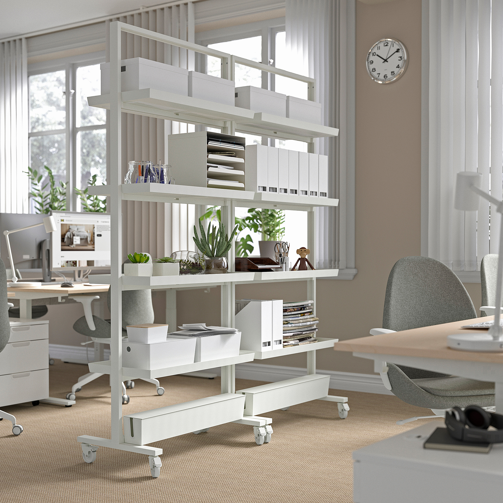 MITTZON frame w castors/disp shlf/cable box