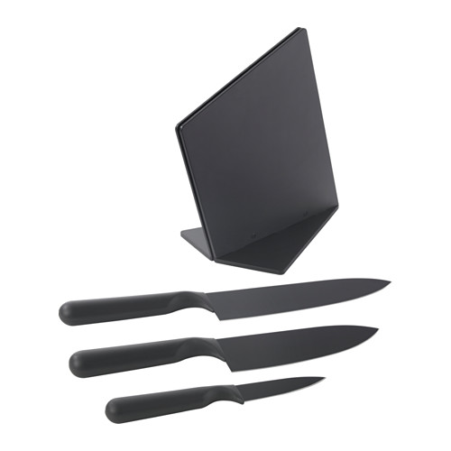 JÄMFÖRA knife block with 3 knives